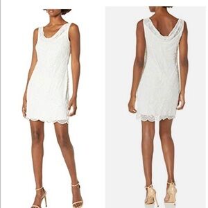 J Kara Sleeveless Floral Beaded Dress